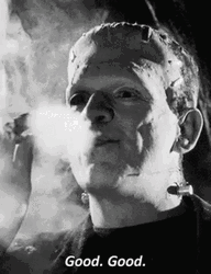 Vintage Frankenstein Smoking Cigar GIF