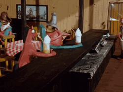 Vintage Gumby And Pokey Enjoying Ice Cream GIF