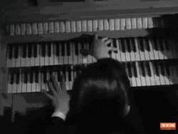 Vintage Halloween Black Cat Piano GIF