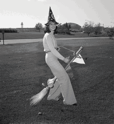 Vintage Halloween Flying Witch  GIF