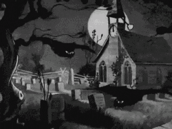 Vintage Halloween Haunted House Bats GIF