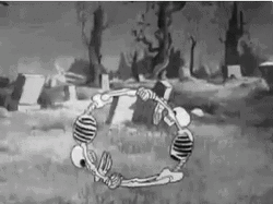 Vintage Halloween Skeleton Dance GIF
