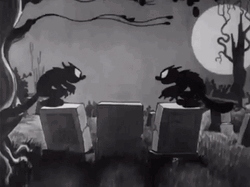 Vintage Halloween Skeleton Dance Cats GIF