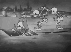 Vintage Halloween Skeleton Dance Stairs GIF
