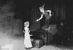 Vintage Monochromatic Peter Pan And Wendy GIF
