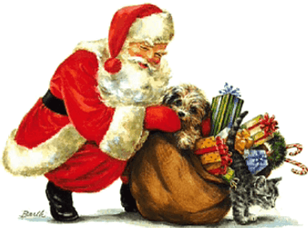Vintage Santa Claus Carrying Gifts For Noel GIF