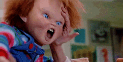 Violent Chucky Biting Child's Play GIF
