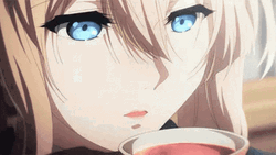Violet Evergarden Anime Sipping Tea GIF