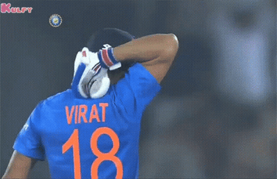 Virat In Blue Jersey Number 18 GIF