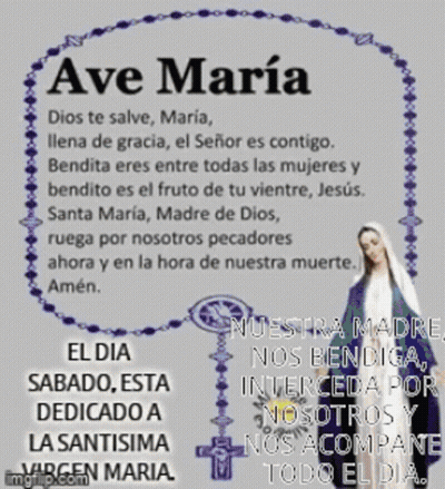 Virgin Mary Statue Surrounded By Flowers And Rosary GIF