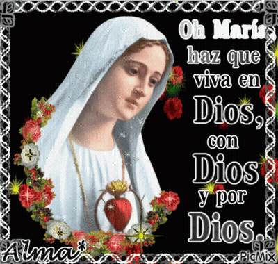 Virgin Mary Statue With Spanish Prayer GIF