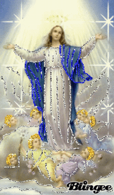 Virgin Mary Surrounded By Angels Blingee GIF