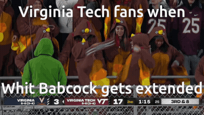 Virginia Tech Fan In Green Hoodie GIF