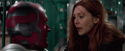Vision And Scarlet Witch Looking At Each Other GIF