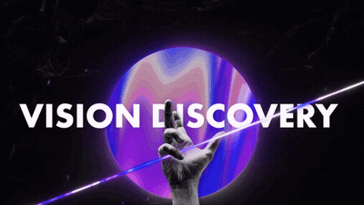Vision Discovery Poster Hand Reaching Purple Planet GIF