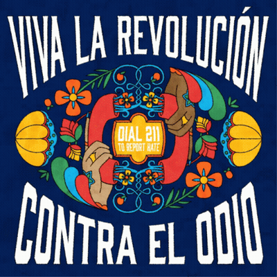 Viva La Revolucion Contra El Odio Blue Background GIF