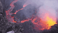 Volcano Crater Splashing Lava GIF