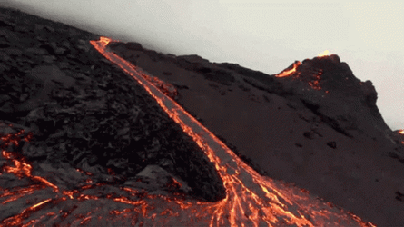 Volcano Eruption Fagradalsfjall Iceland Drone Footage GIF