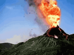 Volcano Eruption Island Fire Smoke Old Footage GIF