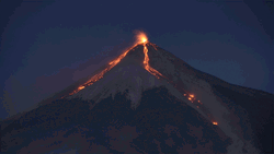 Volcano Fire Lava Flowing Night GIF