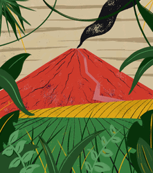 Volcano Landscape Plants Trees GIF