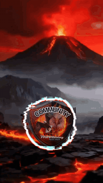 Volcano With Community Text GIF