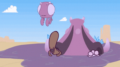 Volcano With Purple Monster Flying Over GIF