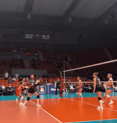 Volleyball Game In Stadium With CVV Banner GIF