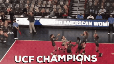 Volleyball Players Celebrating UCF Champions Title GIF
