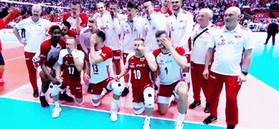 Volleyball Players Posing With Number 10 GIF