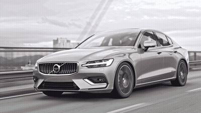 Volvo Car Driving On Highway With Bridge GIF