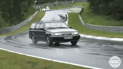 Volvo Driving On Wet Track With SSC Logo GIF
