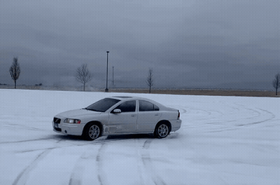 Volvo Truck Front Lit Up In Dark GIF