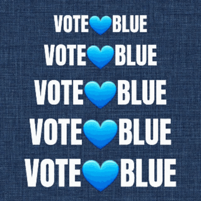 Vote Blue Poster With Blue Hearts GIF