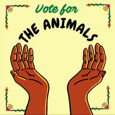 Vote For The Earth Poster With Hands Holding Earth GIF