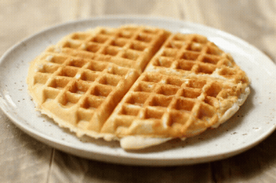 Waffle Cut In Half On Plate GIF