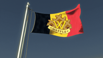 Waffle Flag Waving In Blue Sky GIF