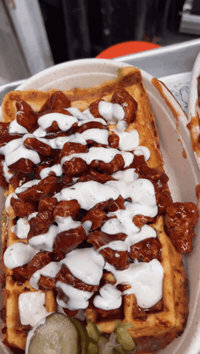 Waffle With Chicken And Ranch GIF
