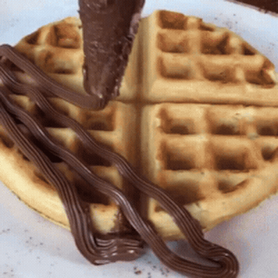 Waffle With Chocolate Sauce GIF