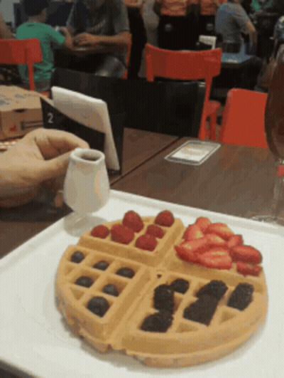 Waffle With Strawberries And Blueberries GIF