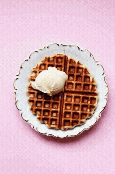 Waffle With Whipped Cream And Spoon GIF