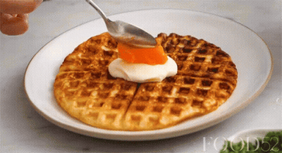Waffle With Whipped Cream And Spoon GIF