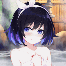 Waifu Black With Purple Highlights Hair Girl GIF