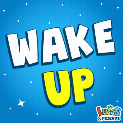 Wake Up Text On Blue Background GIF