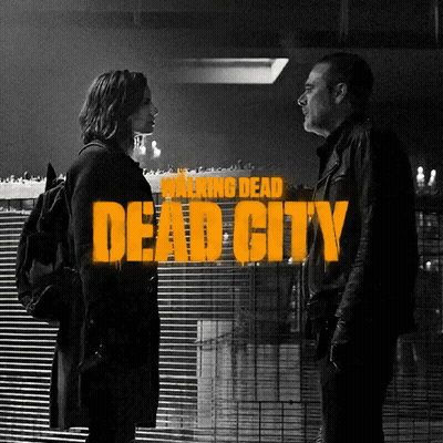Walking Dead Dead City Poster Man And Woman Facing GIF