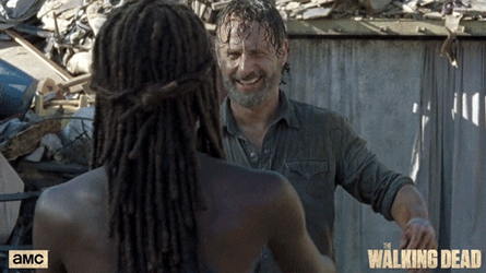Walking Dead Rick Grimes Hugs Michonne GIF