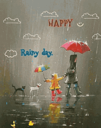 Walking On The Street It's Rainy Day GIF