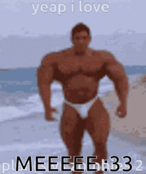 Walking Strong Guy On A Beach  GIF