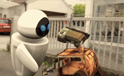 Wall E Eve Eyes Hugging GIF