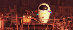 Wall E Eve Eyes Looking Atop Stairs GIF